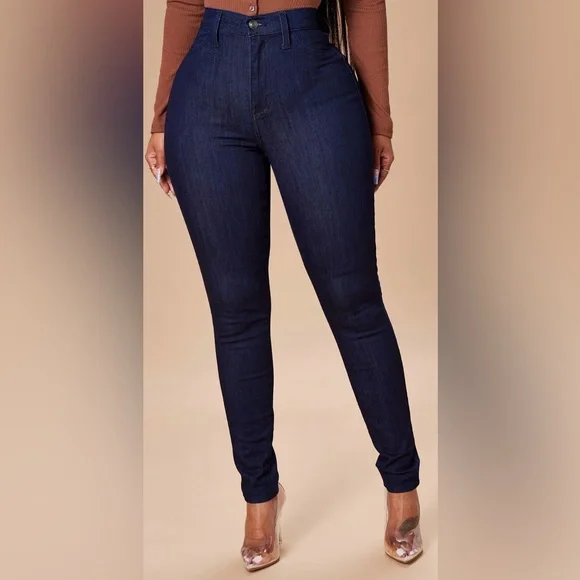 Emma Super Stretch High Rise Skinny Jean - Indigo - Picture 1 of 6